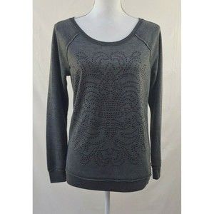 Rock & Republic Womens Top Small Gray Long Sleeve Beaded Soft